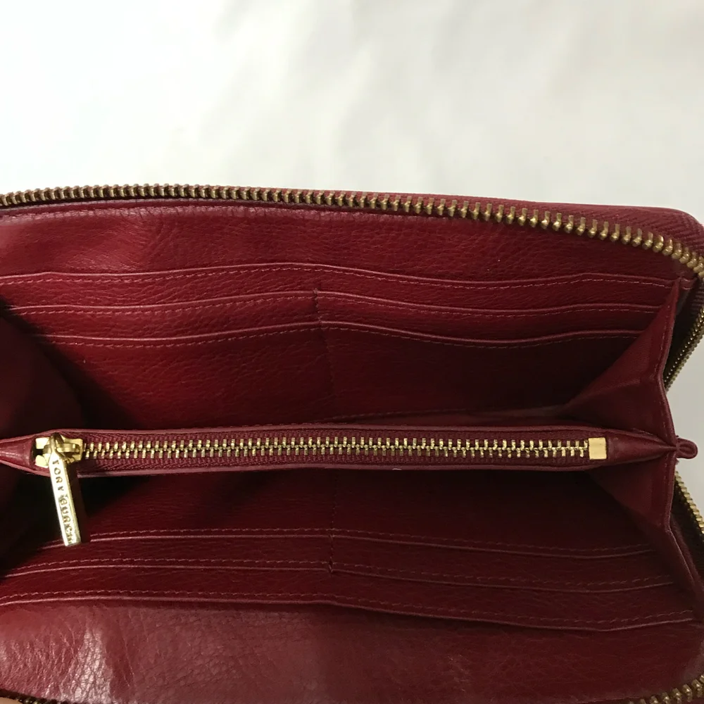 Tory Burch Merlot Deep Red Continental Wallet EUC